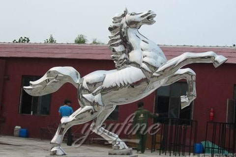 Garden Outdoor Abstract Horse Sculptures Metal In Stainless Steel for Sale