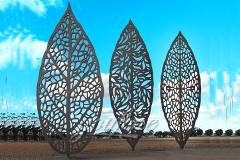 New Design Modern Outdoor Abstract Stainless Steel Three Leaves Sculpture for sale
