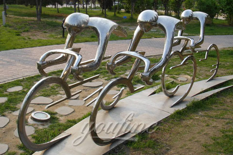 New Design Outdoor Abstract Park Mirror polished stainless steel bike sculptures for sale