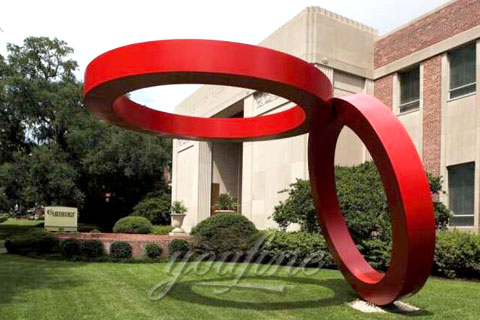 Outdoor Modern Abstract stainless steel Two Circles Kissing sculptures for garden or yard for Sale